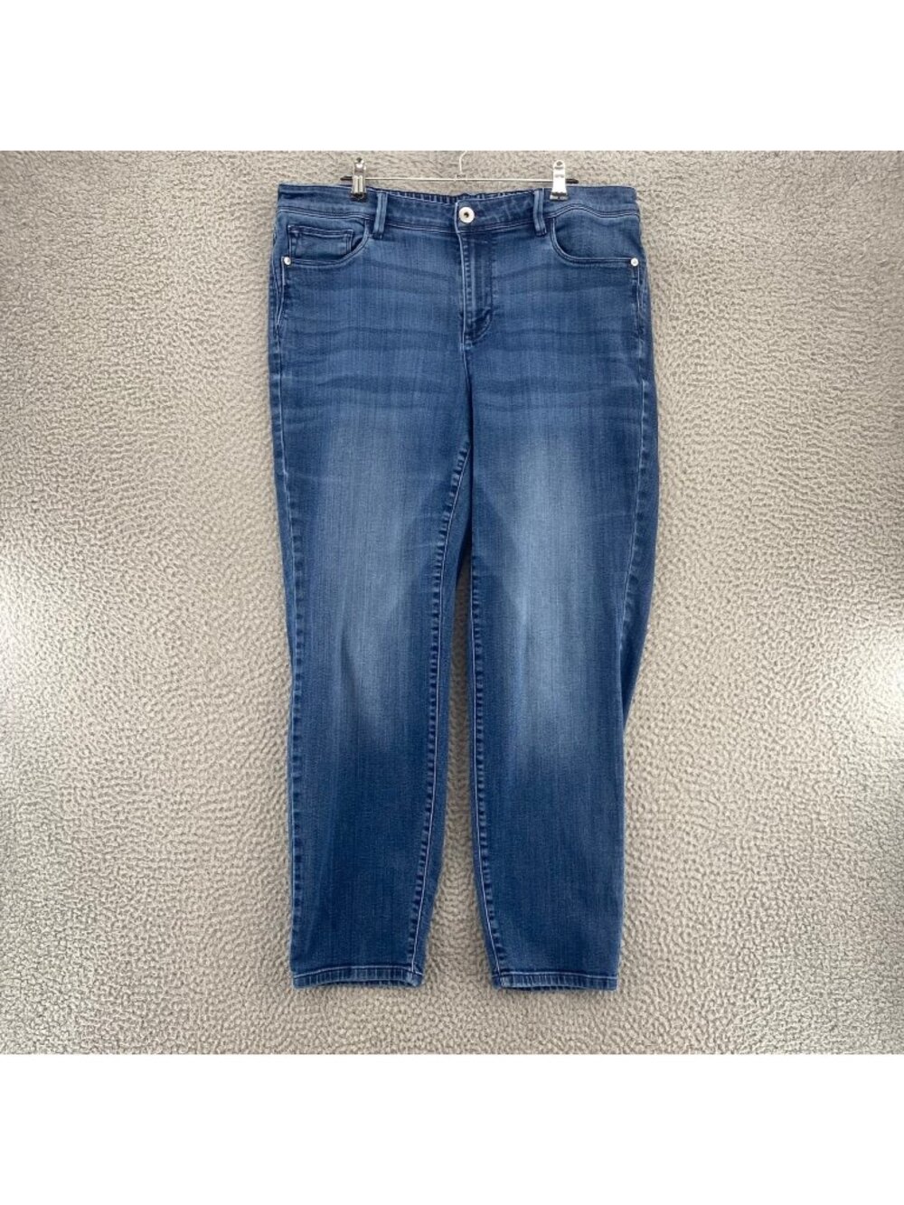 J Jill Jeans Womens 16 Blue Crop Slim Ankle Authentic Fit Pockets Denim Stretch